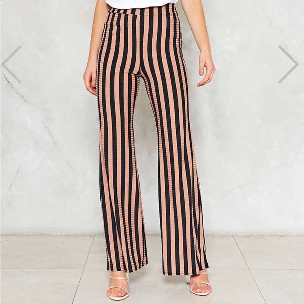 Nasty Gal- Flare to the Throne Striped Pants